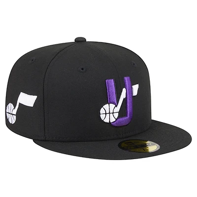 Men's New Era  Black Utah Jazz Deceptor 59FIFTY Fitted Hat