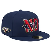 Men's New Era  Navy Orleans Pelicans Deceptor 59FIFTY Fitted Hat