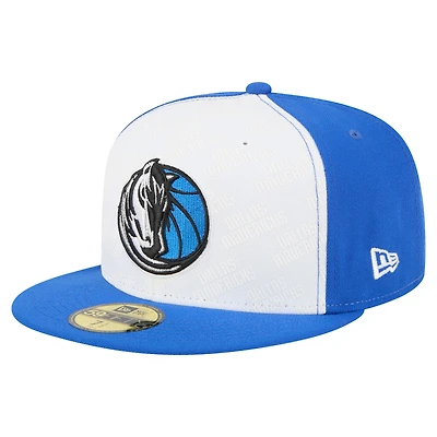 Men's New Era  White/Blue Dallas Mavericks Repeat 59Fifty Fitted Hat