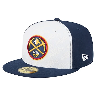 Men's New Era  White/Navy Denver Nuggets Repeat 59Fifty Fitted Hat