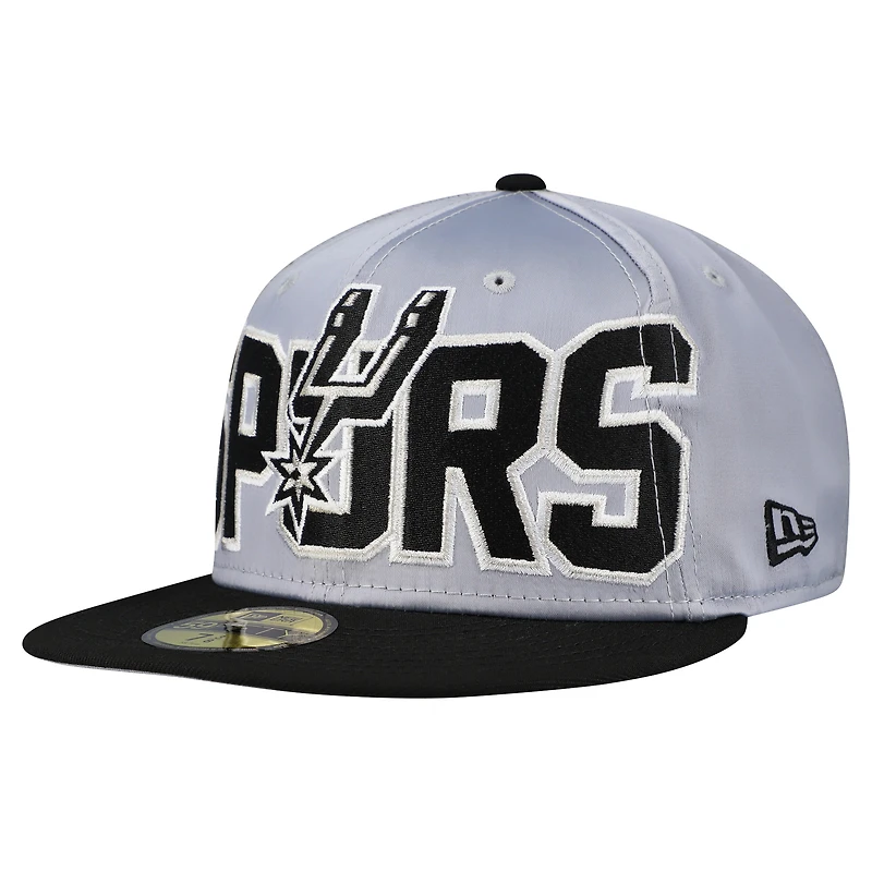 Men's New Era Gray/Black San Antonio Spurs Satin Two-Tone 59FIFTY Fitted Hat