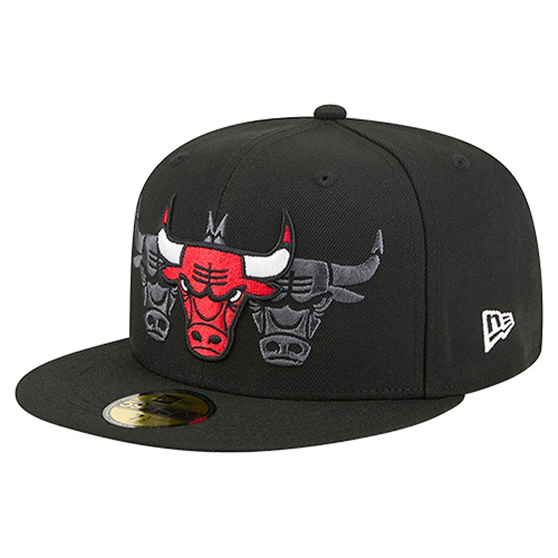 Men's New Era  Black Chicago Bulls Tri-Hit 59Fifty Fitted Hat