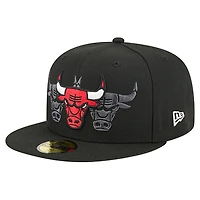 Men's New Era  Black Chicago Bulls Tri-Hit 59Fifty Fitted Hat
