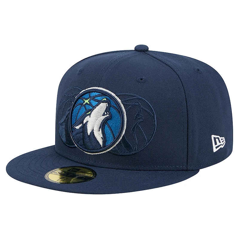 Men's New Era  Navy Minnesota Timberwolves Tri-Hit 59Fifty Fitted Hat