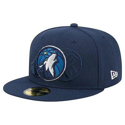 Men's New Era  Navy Minnesota Timberwolves Tri-Hit 59Fifty Fitted Hat