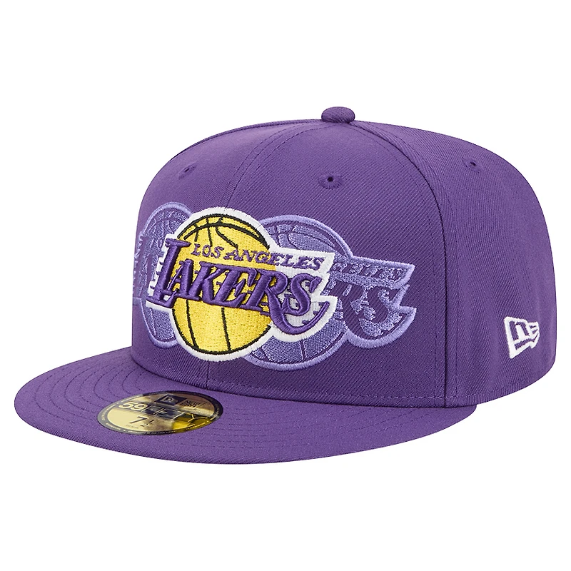 Men's New Era  Purple Los Angeles Lakers Tri-Hit 59Fifty Fitted Hat