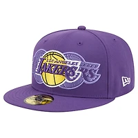 Men's New Era  Purple Los Angeles Lakers Tri-Hit 59Fifty Fitted Hat