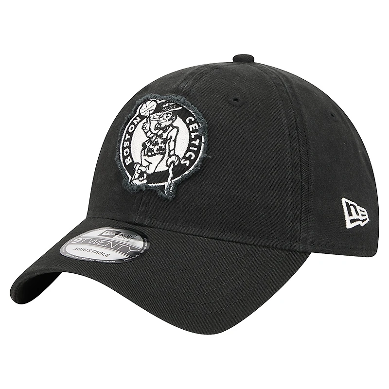 Men's New Era Black Boston Celtics Stamp Fabric Applique 9TWENTY Adjustable Hat