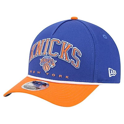 Men's New Era  Blue New York Knicks Bold Arch 9FORTY A-Frame M-Crown Adjustable Hat