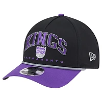 Men's New Era  Black Sacramento Kings Bold Arch 9FORTY A-Frame M-Crown Adjustable Hat