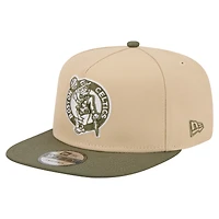 Men's New Era Khaki/Olive Boston Celtics Color Pack Two-Tone A-Frame 9FIFTY Snapback Hat