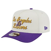 Men's New Era Cream/Purple Los Angeles Lakers Chainstitch 9FIFTY A-Frame Snapback Hat