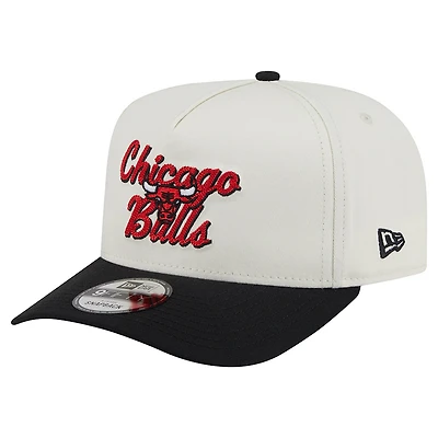 Men's New Era Cream/Black Chicago Bulls Chainstitch 9FIFTY A-Frame Snapback Hat