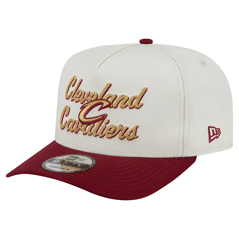 Men's New Era Cream/Wine Cleveland Cavaliers Chainstitch 9FIFTY A-Frame Snapback Hat