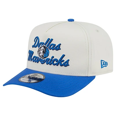 Men's New Era Cream/Blue Dallas Mavericks Chainstitch 9FIFTY A-Frame Snapback Hat