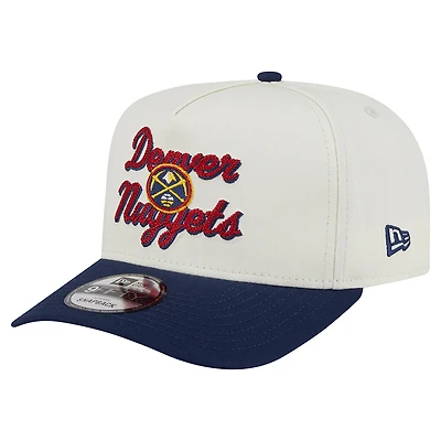Men's New Era Cream/Navy Denver Nuggets Chainstitch 9FIFTY A-Frame Snapback Hat
