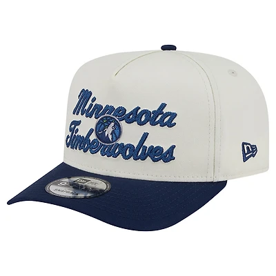 Men's New Era Cream/Navy Minnesota Timberwolves Chainstitch 9FIFTY A-Frame Snapback Hat