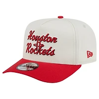 Men's New Era Cream/Red Houston Rockets Chainstitch 9FIFTY A-Frame Snapback Hat