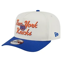 Men's New Era Cream/Blue New York Knicks Chainstitch 9FIFTY A-Frame Snapback Hat
