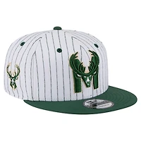 Men's New Era  White Milwaukee Bucks Deceptor Pinstripe 9FIFTY Snapback Hat