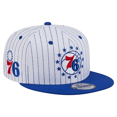 Men's New Era  White Philadelphia 76ers Deceptor Pinstripe 9FIFTY Snapback Hat