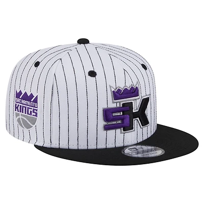 Men's New Era  White Sacramento Kings Deceptor Pinstripe 9FIFTY Snapback Hat