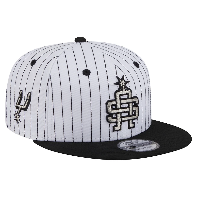 Men's New Era  White San Antonio Spurs Deceptor Pinstripe 9FIFTY Snapback Hat