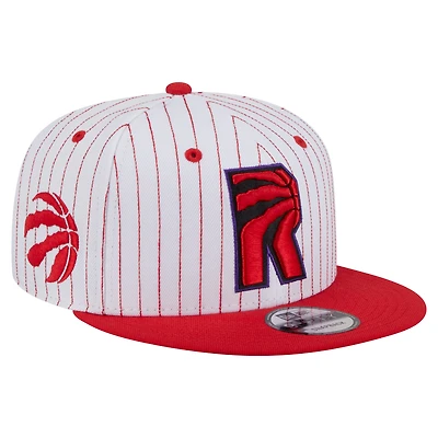 Men's New Era  White Toronto Raptors Deceptor Pinstripe 9FIFTY Snapback Hat
