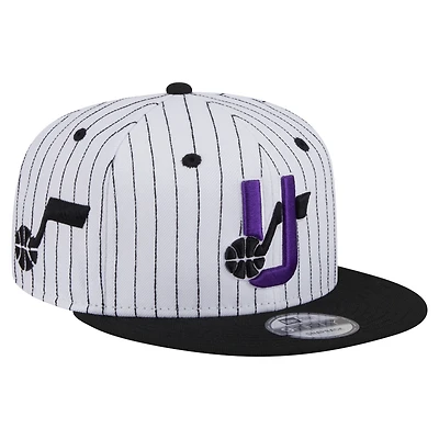 Men's New Era  White Utah Jazz Deceptor Pinstripe 9FIFTY Snapback Hat
