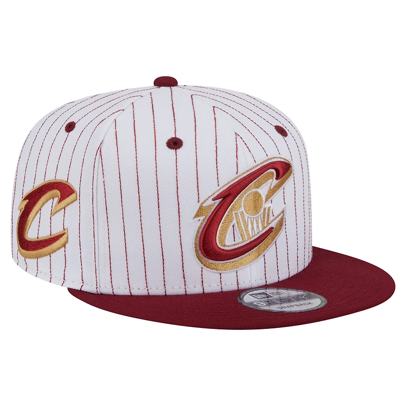 Men's New Era  White Cleveland Cavaliers Deceptor Pinstripe 9FIFTY Snapback Hat