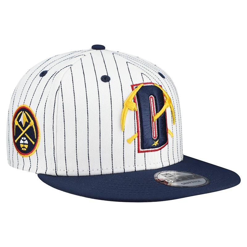 Men's New Era  White Denver Nuggets Deceptor Pinstripe 9FIFTY Snapback Hat