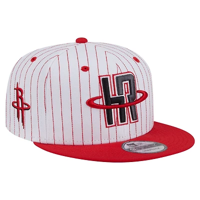 Men's New Era  White Houston Rockets Deceptor Pinstripe 9FIFTY Snapback Hat