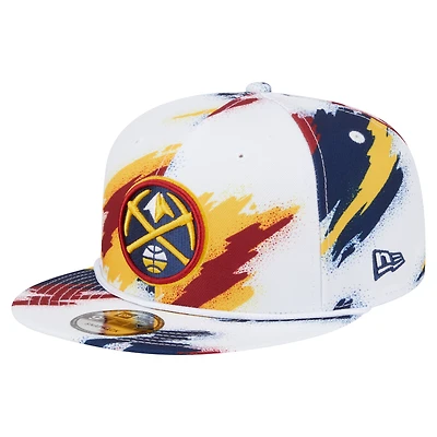 Men's New Era  White Denver Nuggets Paint 9FIFTY Snapback Hat
