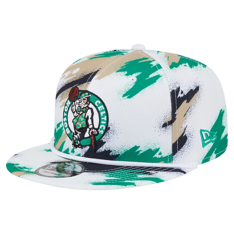 Men's New Era White Boston Celtics Paint 9FIFTY Snapback Hat