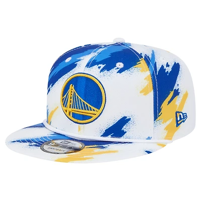 Men's New Era  White Golden State Warriors Paint 9FIFTY Snapback Hat