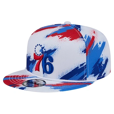 Men's New Era  White Philadelphia 76ers Paint 9FIFTY Snapback Hat