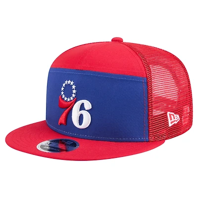 Men's New Era  Royal/Red Philadelphia 76ers Outdoor Split Panel 9FIFTY Snapback Hat