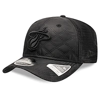 Men's New Era  Black Miami Heat Quilted Nylon 9SEVENTY Trucker Adjustable Hat