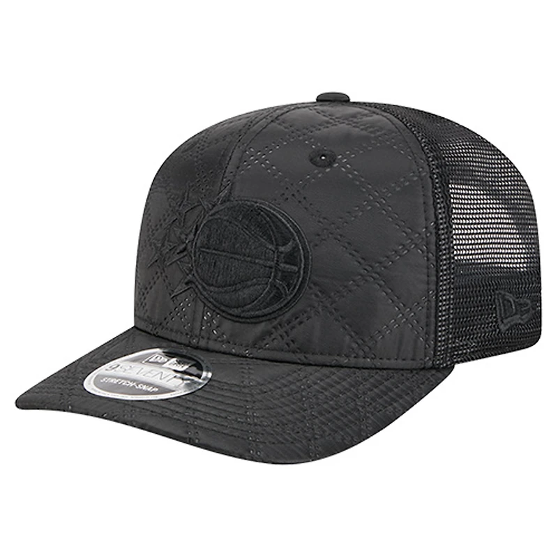 Men's New Era  Black Orlando Magic Quilted Nylon 9SEVENTY Trucker Adjustable Hat