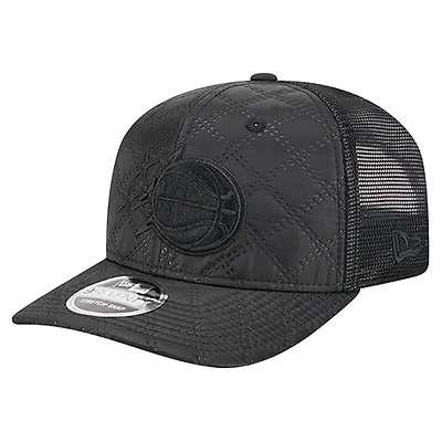 Men's New Era  Black Orlando Magic Quilted Nylon 9SEVENTY Trucker Adjustable Hat