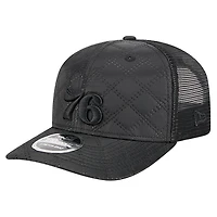 Men's New Era  Black Philadelphia 76ers Quilted Nylon 9SEVENTY Trucker Adjustable Hat