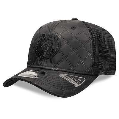 Men's New Era  Black Boston Celtics Quilted Nylon 9SEVENTY Trucker Adjustable Hat