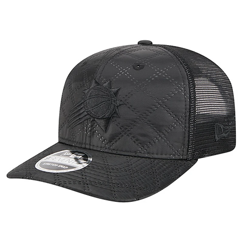 Men's New Era  Black Phoenix Suns Quilted Nylon 9SEVENTY Trucker Adjustable Hat