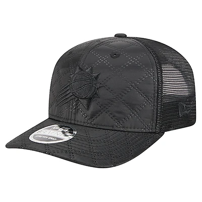 Men's New Era  Black Phoenix Suns Quilted Nylon 9SEVENTY Trucker Adjustable Hat
