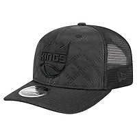 Men's New Era  Black Sacramento Kings Quilted Nylon 9SEVENTY Trucker Adjustable Hat