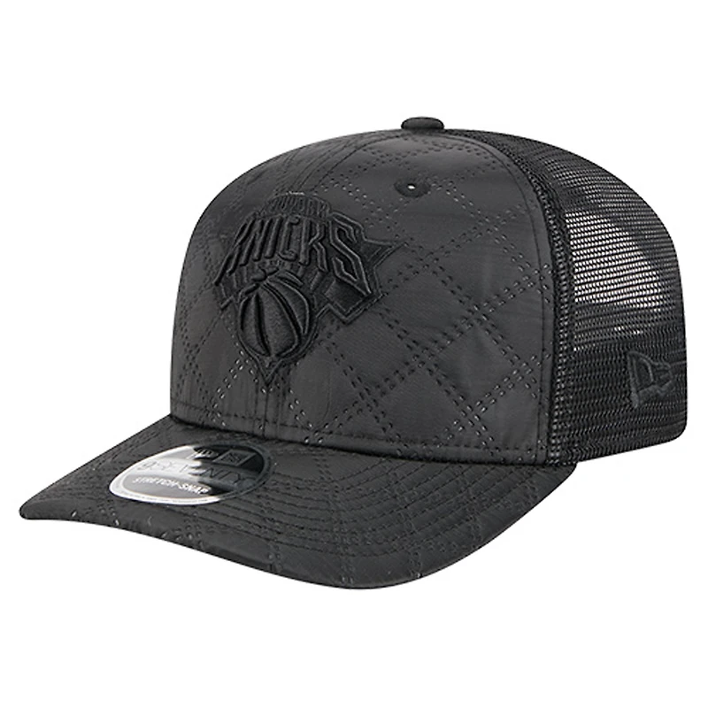 Men's New Era  Black New York Knicks Quilted Nylon 9SEVENTY Trucker Adjustable Hat
