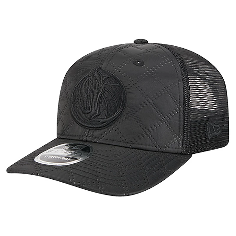 Men's New Era  Black Dallas Mavericks Quilted Nylon 9SEVENTY Trucker Adjustable Hat
