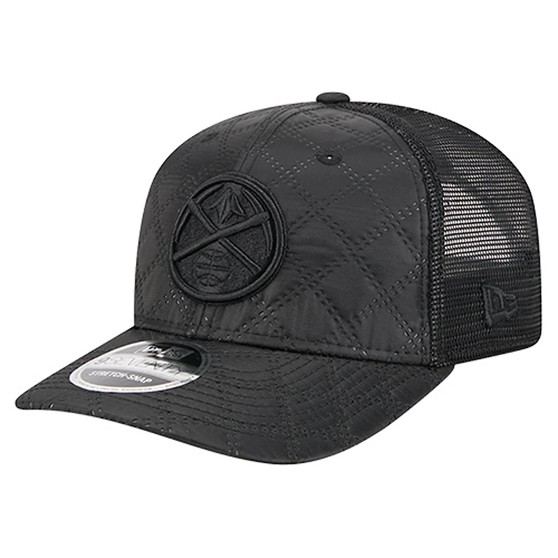 Men's New Era  Black Denver Nuggets Quilted Nylon 9SEVENTY Trucker Adjustable Hat