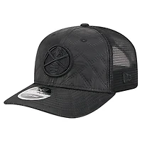 Men's New Era  Black Denver Nuggets Quilted Nylon 9SEVENTY Trucker Adjustable Hat