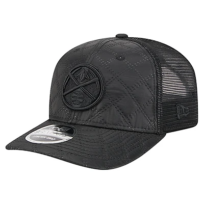 Men's New Era  Black Denver Nuggets Quilted Nylon 9SEVENTY Trucker Adjustable Hat